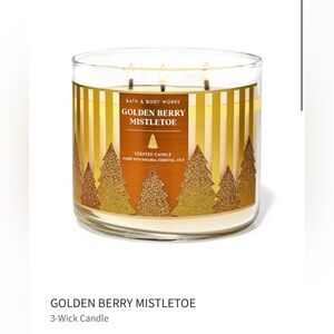 NWT! Bath & Body Works Golden Berry Mistletoe Candle
